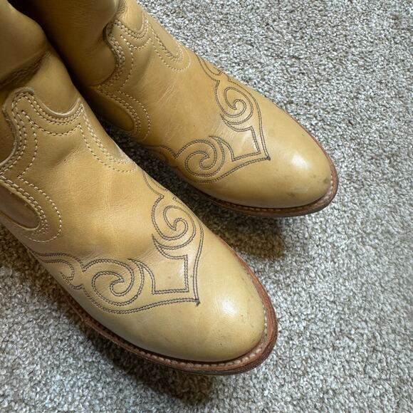 Dingo Western Cowboy Cowgirl Tan Round Toe Leather Heeled Boots Size 5 M - Picture 3 of 6